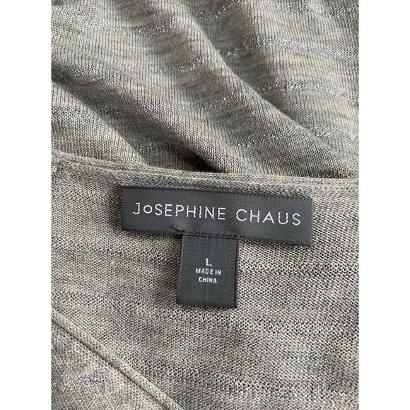 Josephine Chaus Silk Blend V Neck Top Size L Gray Silver - Picture 4 of 6